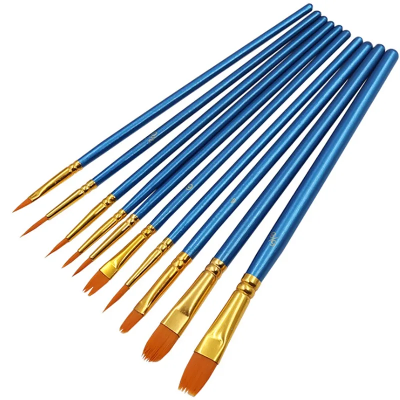Oil painting pen 10pcs/sets wood handle nylon wool watercolor hook line office art supplies painting tools HH0082SY
