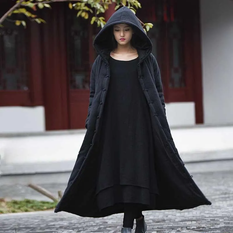 Save Big on Bulk Womens Long Cape Coat Womens Long Hooded Wool Coat Vintage  Inspired Linen Cotton Cape Poncho Cloak, Loose Fit Outerwear For Winter,