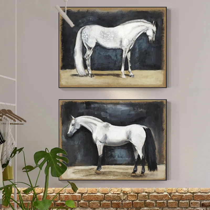 Vintage Saudi Horse Poster Modern Animals Canvas Painting Prints Horse Wall Art Picture for Living Room Decor Cuadros No Frame