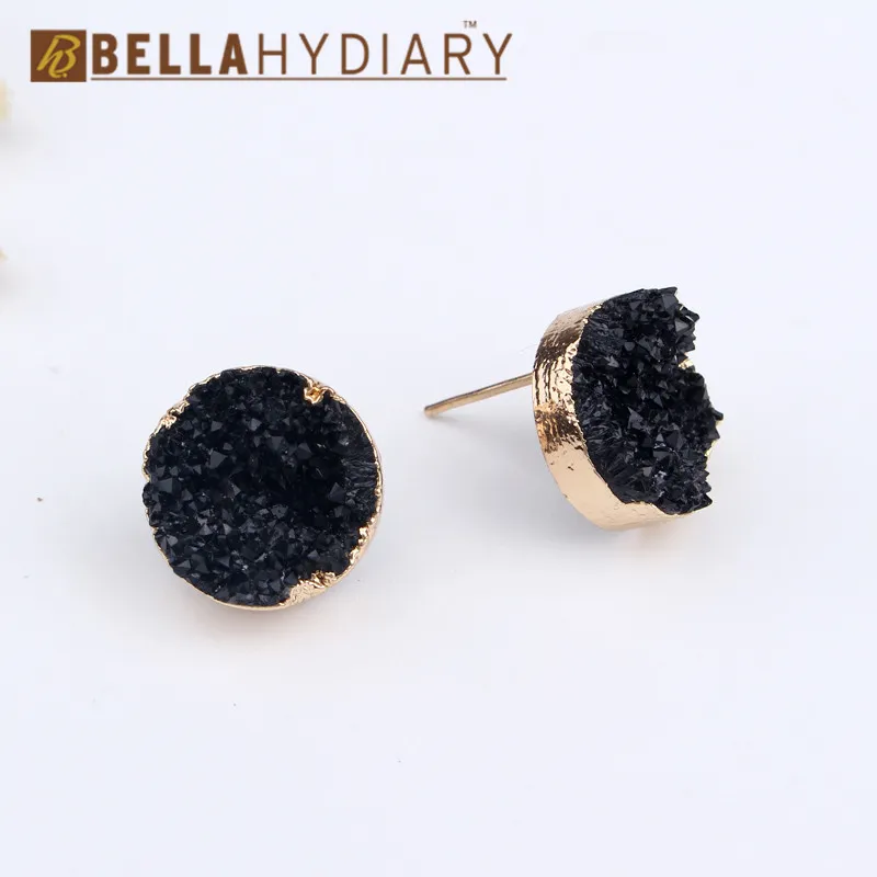 4 Bijoux Female Piercing Slopes Druzy Resin Earings For Women Jewelry Trendy Resin Stud Earrings Earstud Small Earrings Gift 