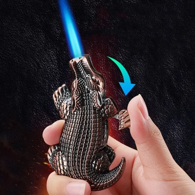 Creative Crocodile Metal Gas Isídios Windproof Jet Torch Turbo Isqueiro Flama Butano Inflado 1300 C Fumar Acessórios Gadgets para homens