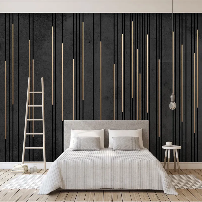 Custom 3D Wallpaper Black Marble Stripe Mural Modern Bedroom Living Room Sofa TV Background Wall Fresco Wallpapers Home Decor