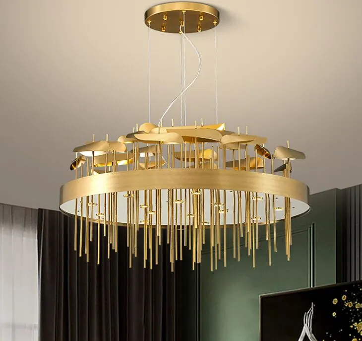 Nieuwe Patent Moderne Kroonluchter Verlichting voor Woonkamer Geborstelde Gouden LED Lichtarmaturen Woondecoratie Lamp Luster