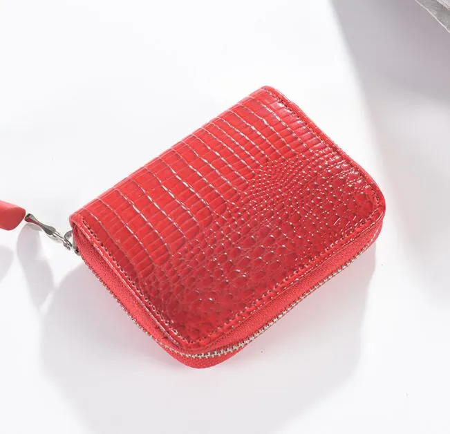 DHL50pcs محفظة المرأة الأحمر متعددة الوظائف بطاقة الائتمان PU حامل ساحة قصيرة محفظة