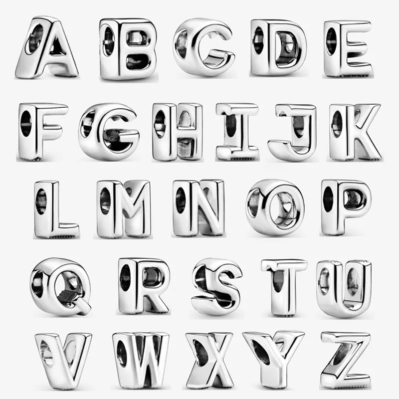 925 Silver Alphabet Alphabet Charms Beads For Pandora Bracelets