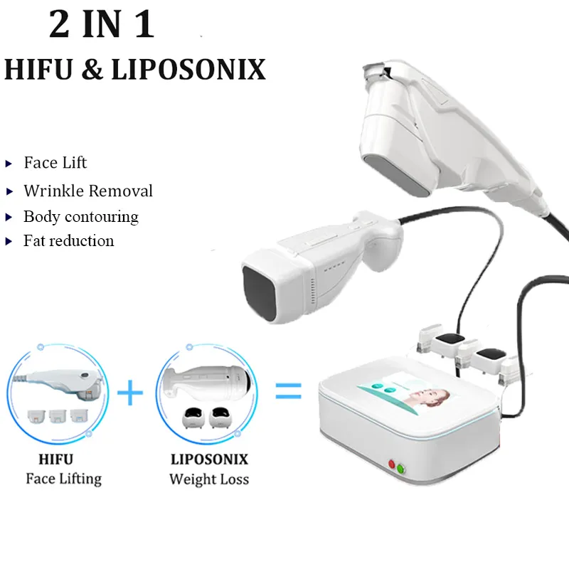 Lipo hifu machine peau liposonix ultrasons minceur ultrasons graisse fusion équipement de levage du visage 2 poignées