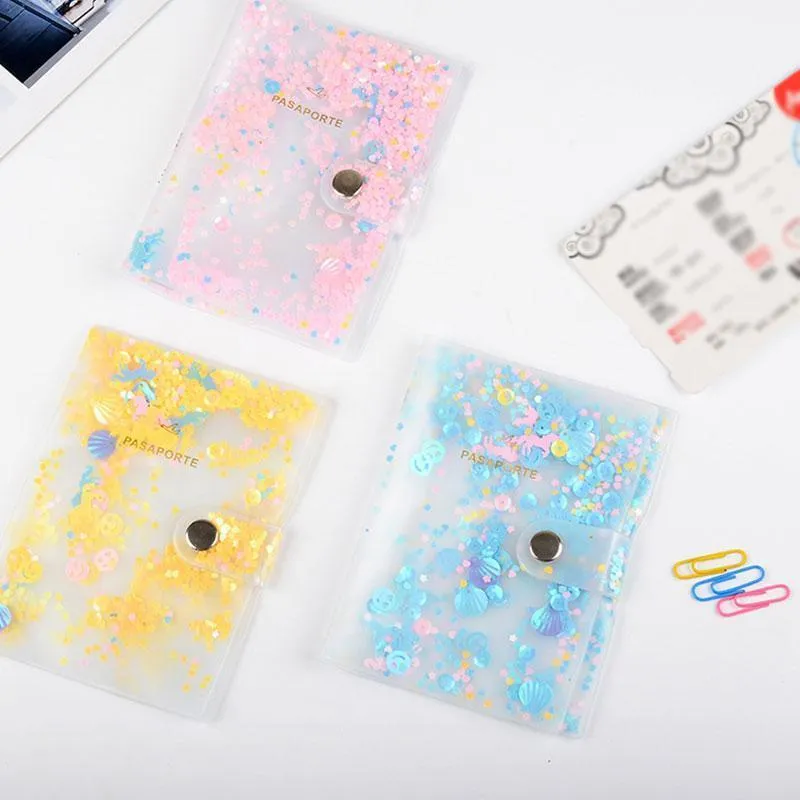 Titolari di carta Copertine per passaporti con paillettes moda Accessori da viaggio Ragazze Colore da sogno Porta affari Studenti Borsa portatile in PVC1