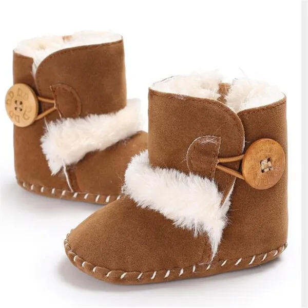 Spädbarn snö stövlar vinter baby skor nyfödda pojkar tjejer varma stövlar toddler första walker skor storlek 11cm-12cm-13cm