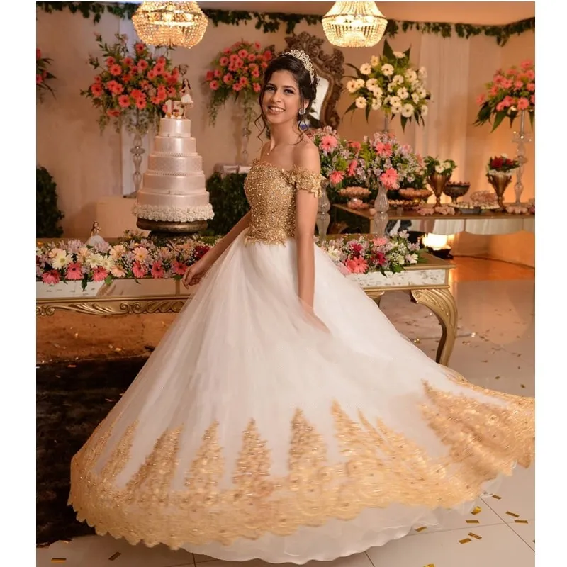 slim fit dress slacks Gold and White Quinceanera Dress Corset Off The Shoulder with Bow US12 / Gold and White