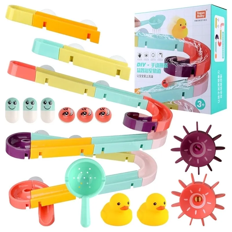 Giocattoli da bagno per bambini Assemblaggio fai-da-te Traccia Scivolo Ventosa Orbite Giocattolo Bagno Vasca da bagno Bambini Gioca Giochi d'acqua Set per 3-6 anni LJ201019