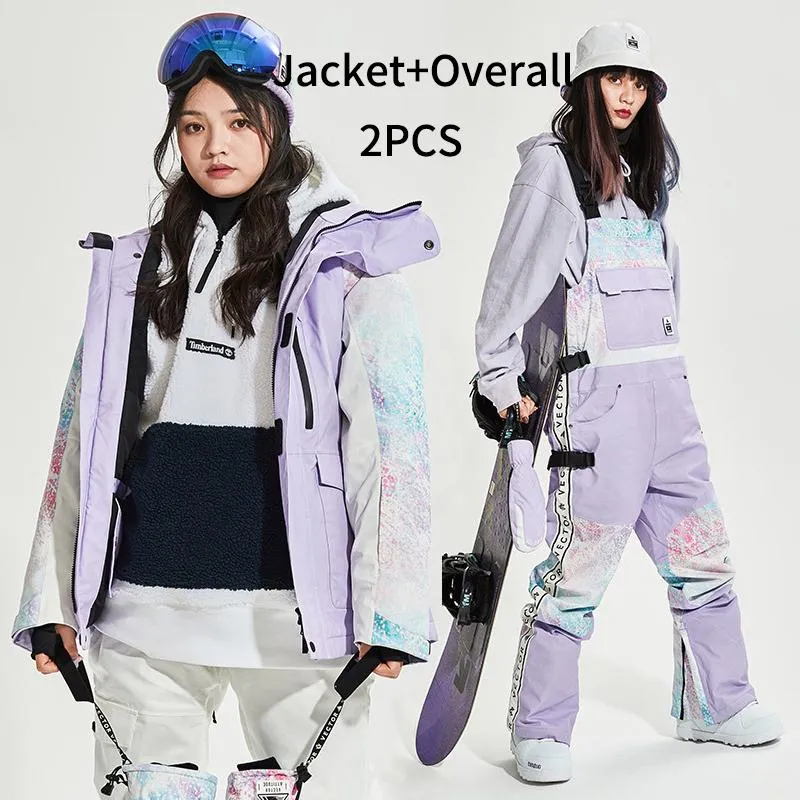  Conjunto de traje de nieve de invierno para mujer, ropa de  snowboard, disfraz de esquí, 10 K, impermeable, resistente al viento,  chaqueta y pantalones con correa, azul, XS : Ropa, Zapatos