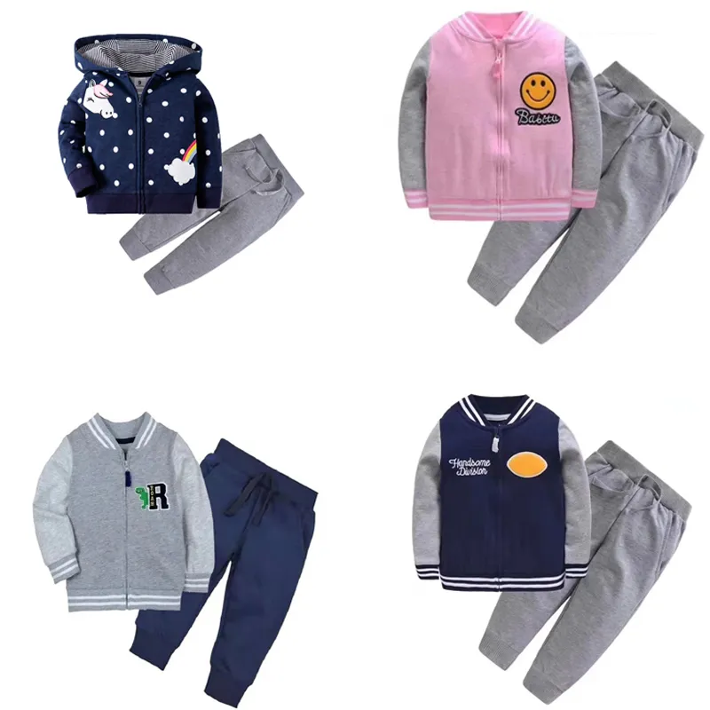 baby boy clothes long sleeve jacket+pants toddler infant girls clothing set fashion 2020 spring babies outfit 2pcs zipper 6m-3T