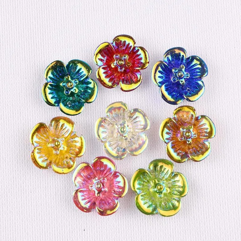 Boliao 20pcs 16mm Rose Flower Ab Color Shiny Resin Flat Back Sew On Bag/clothes Handmade Art Work Pendant Decoration 2 H jllLMK