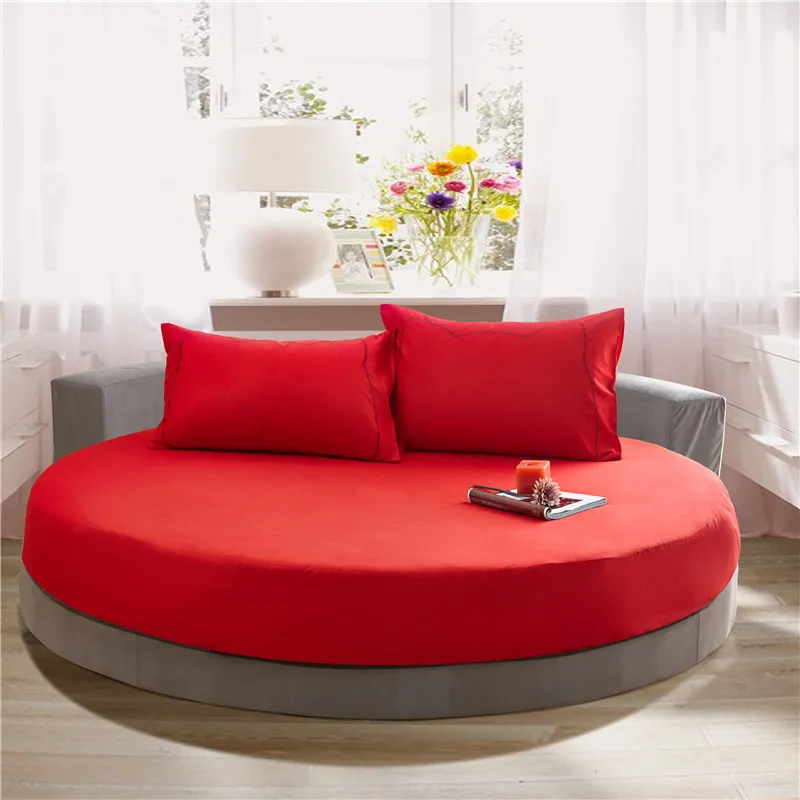 100%Cotton Round Fitted Sheet red