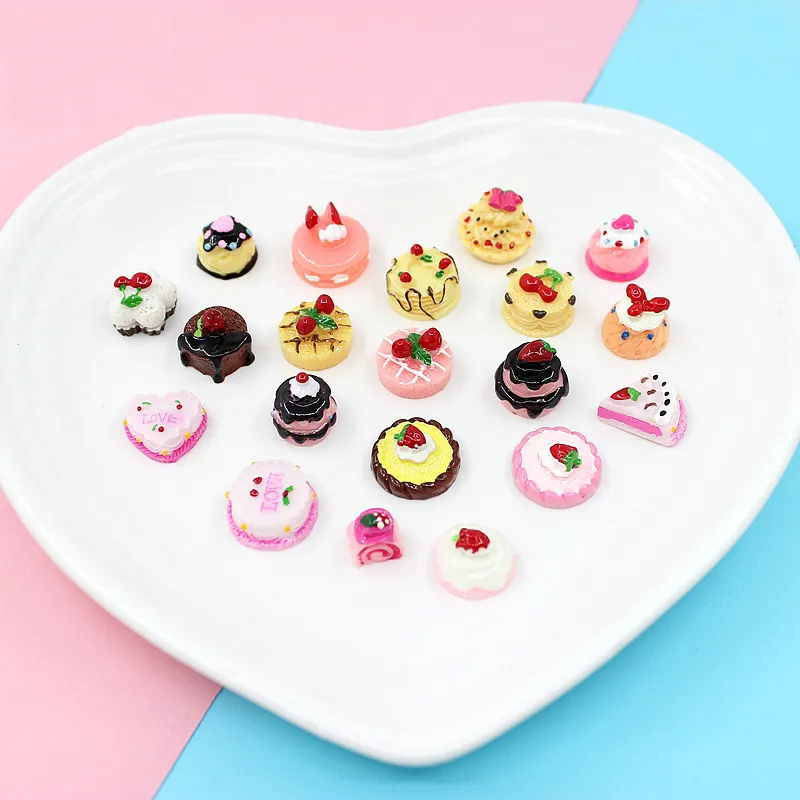 100 PCS Cake Dollhouse Miniature Food Craft Tools Food Dessert Models Decor Pretend Play Mini Kitchen Toppers 1222281