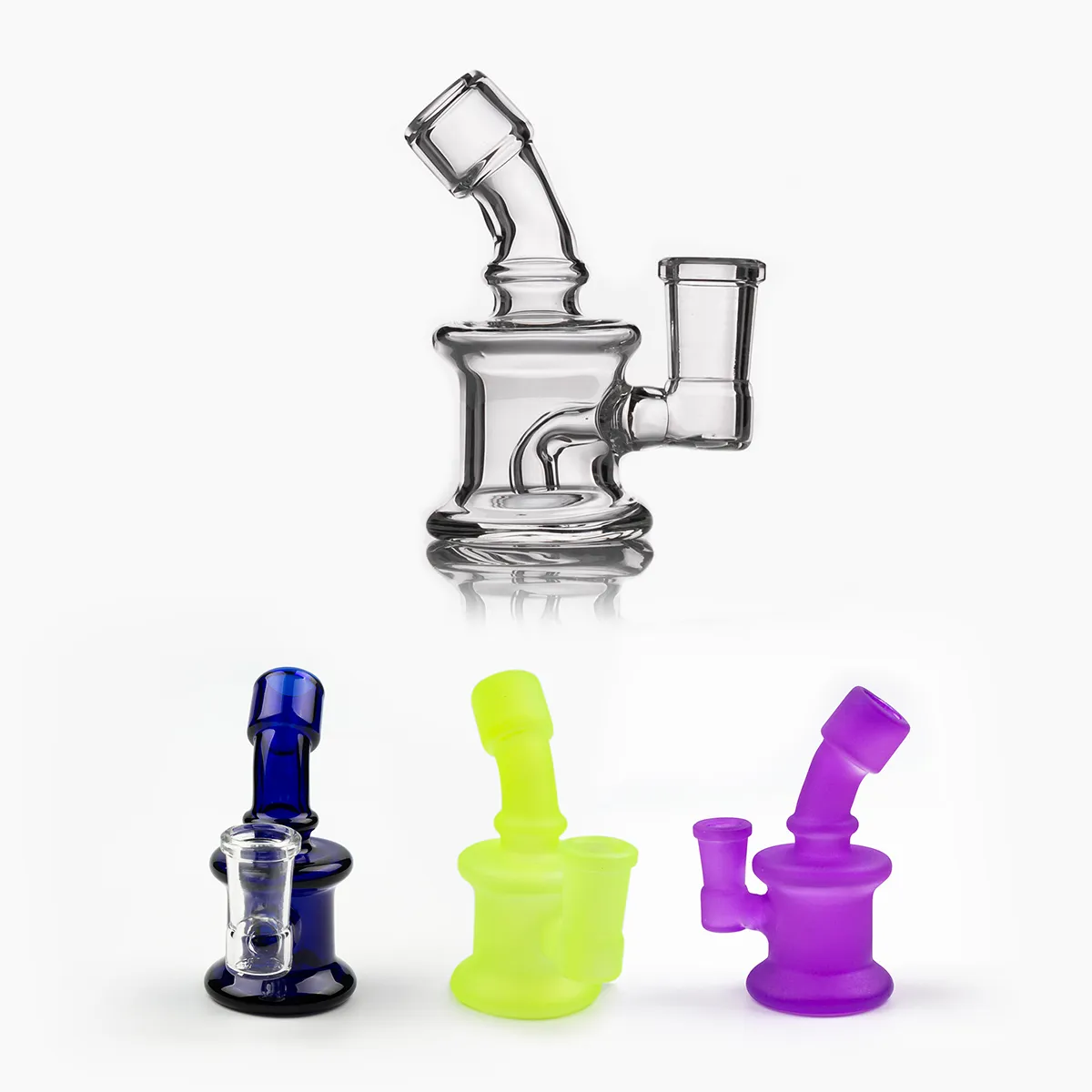 Wasserpfeifen Bongs Mini-Glasbong-Wasserpfeifen 14-mm-Innengelenkbecher Wasserpfeifen bunte Dab-Rig-Ölplattformen zum Rauchen