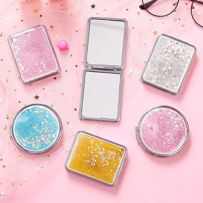 Nuevo bolsillo plateado delgado espejo compacto en blanco Redondo Metal Maquillaje Mirror DIY Costmetic Mirror Regalo de boda