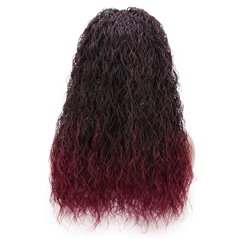 Peruca sintética sintética torção senegalesa curly trança peruca dianteira peruca para as mulheres crochê torção trança cabelo ombre burgony wigs sintético