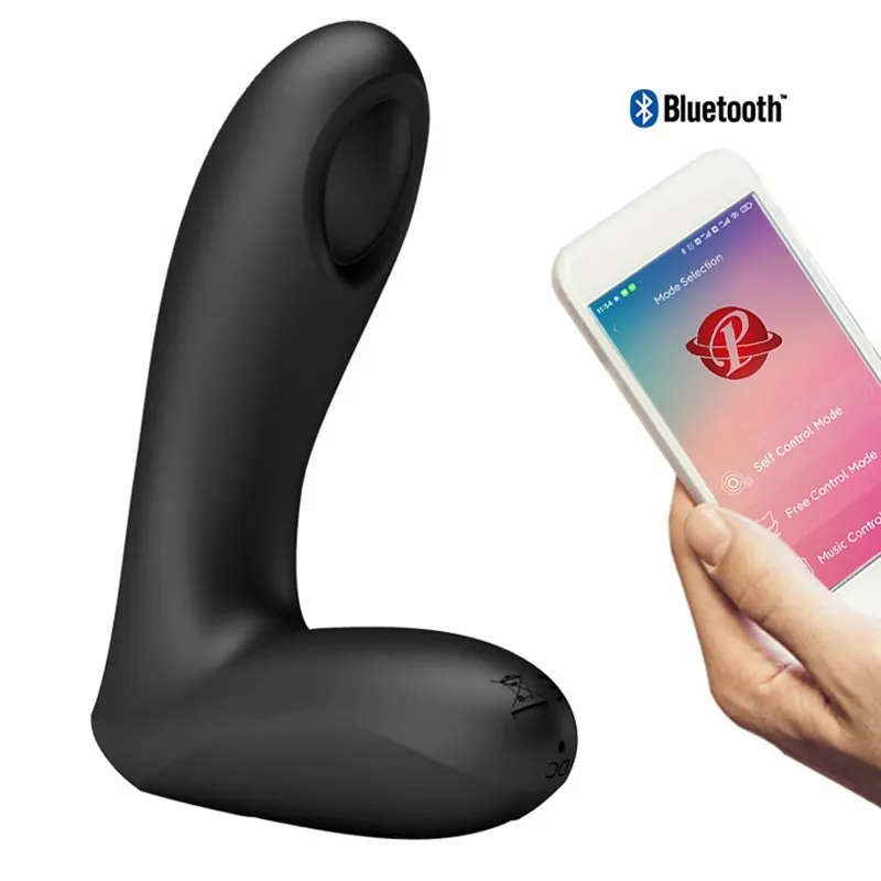 Appkontroll silikon manlig prostata massager anal pulsing plug vibration rumpa sexiga leksaker för män