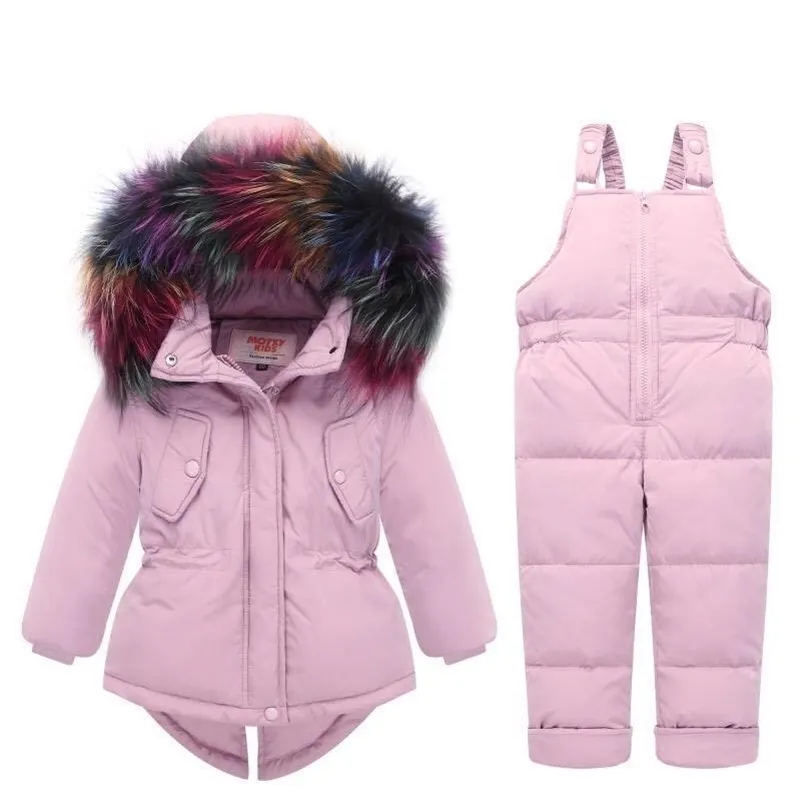 Winter warme kinderen kleding sets met capuchon baby donsjack + broek kinderen parka jas voor meisjes jongens sneeuwkleding kinderpak LJ201017