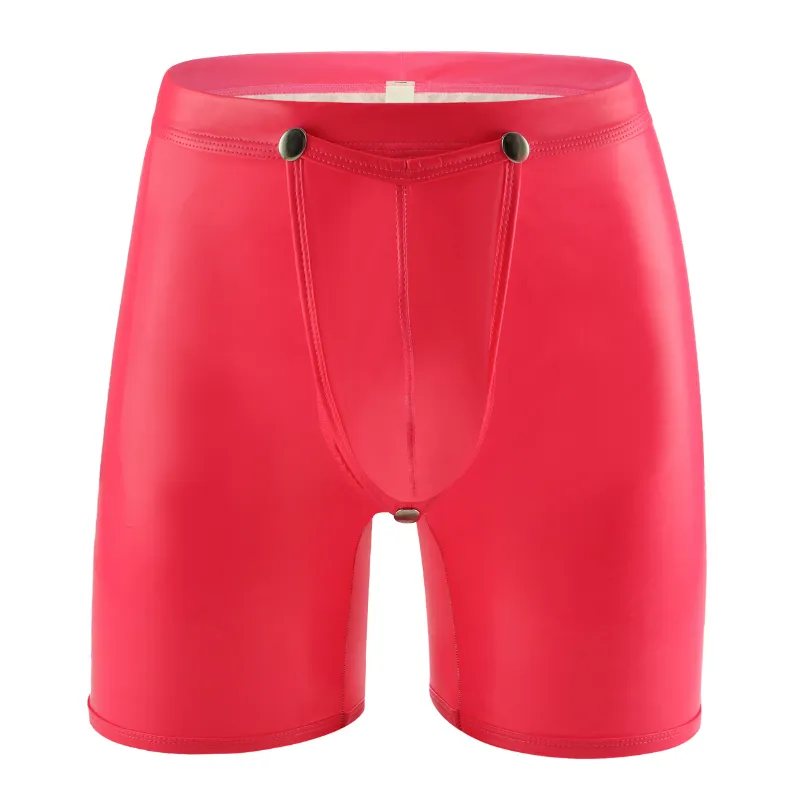 Sexy Men Faux Leather Underwear Gay Open Butt Wet Look Boxershorts