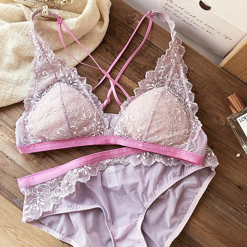 Bras Sets Candy Color Lace Young Girls Dress Underwear Cup Triangle Sexy Bra  And Panties Padded Bralette Lingerie Ultrathin Briefs Female From Fucloth,  $26.03