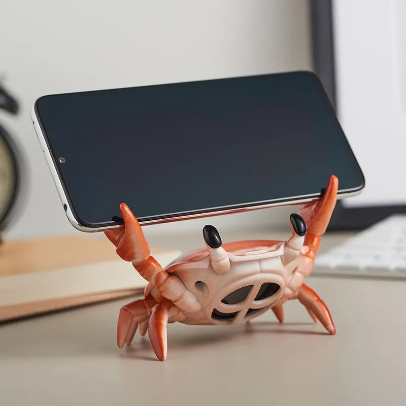 Portabla h￶gtalare Creative Crab Shape Wireless Bluetooth Mini Speaker Phone Holder Surround Button Audio Electronics