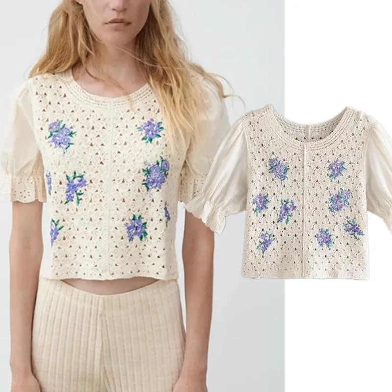 Camisas de las blusas de las mujeres Jennyamp; Dave Shirt Women Blusa de otoño corto Indie Vintage Vintage Bordado Floral Blusas sexy MUJER DE MODA T