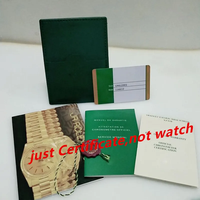 Lådor Dark Green Watch Box Gift Woody fodral för broschyrkortmärken och papper på engelska schweiziska klockor Boxes319r