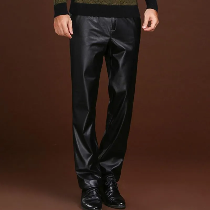 2020 Genuine Leather Pants Men Real Cowhide Black Pants Autumn Winter Mens Trousers Plus Size Pantalon Cuir Homme Pph2631