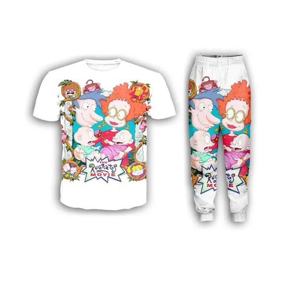 Neue Mode Damen/Herren Cartoon Rugrats in Paris Lustiges T-Shirt mit 3D-Druck/Jogginghose/lässige Trainingsanzug-Sets K11