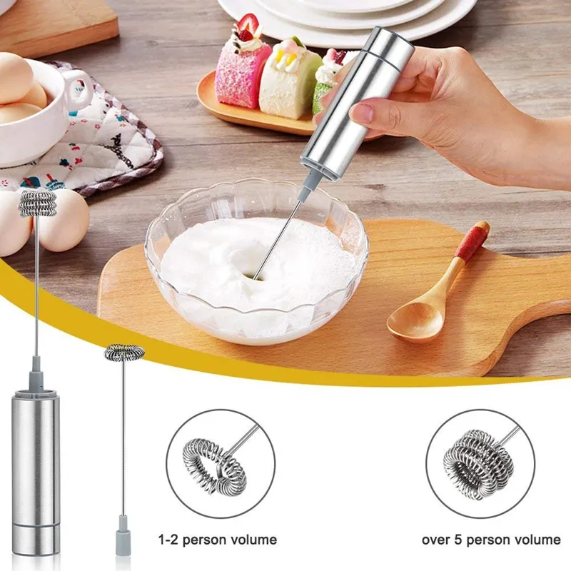 Roestvrijstalen melkfolie Draagbare Handheld Elektrische Melk Whisk Coffee Egg Mixer Tool Kitchen Accessoire VTKY2349