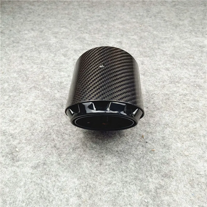 1 PZ Silenziatore di scarico universale in acciaio inossidabile nero con punta per tubi posteriori per auto singoli in carbonio lucido