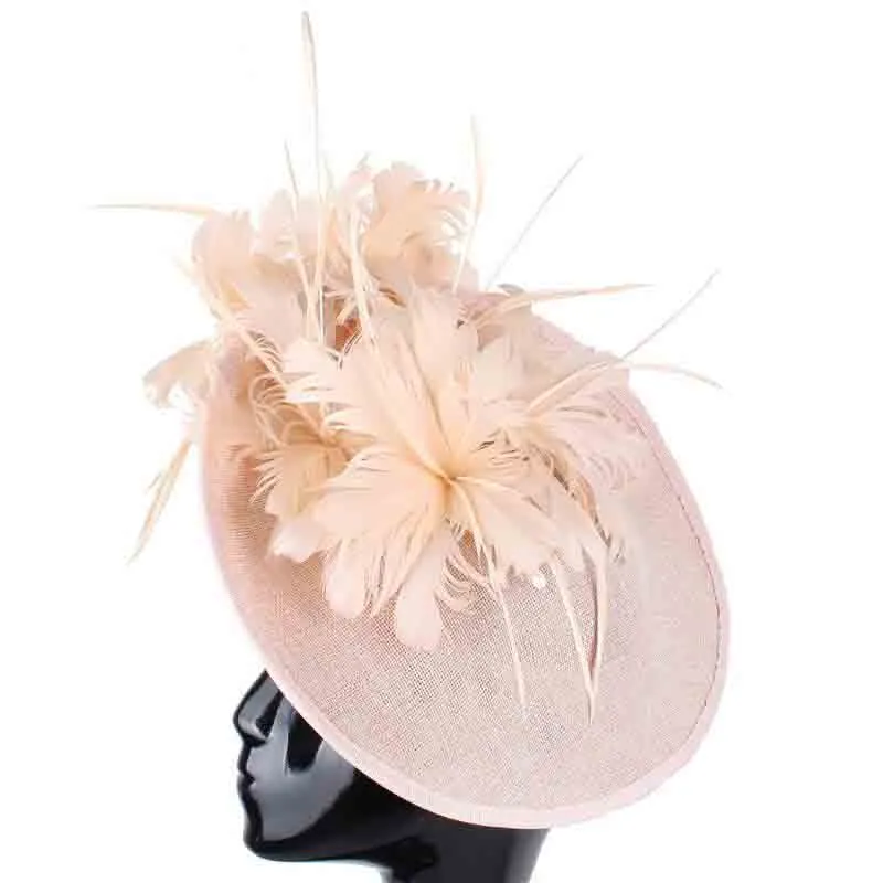 Imitation Sianamy Formel Grand Chapeau Chapellerie De Mariage Casque Fantaisie Femmes Fascinator Chapeau À La Main Élégant Dames Chapeau