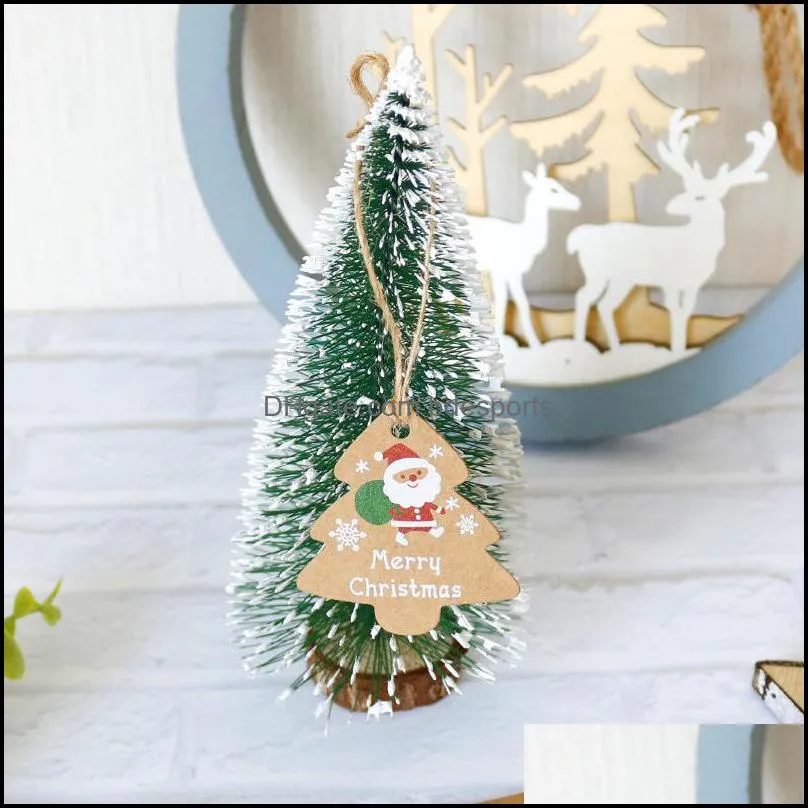 Christmas Decorations 48Pcs Vrolijk Kerstfeest Gift Tags Kerstman Snowman Xmas Boom Vorm Met Touw Nieuwe Jaar Party Verpakking Wikkelen