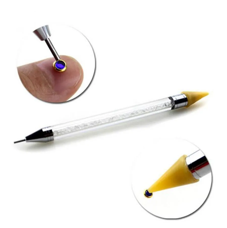 Double-Ended Nail Point Drill Pen Diamond Penholde Rhinestone Picker Wax Dotting Pencil DIY Manicure Nail Art Dotting Tool OOA8118