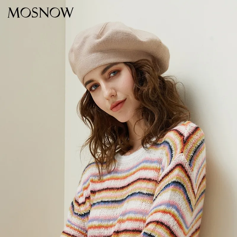 Drop Shipping Beret Female Wool Knitted Hats New Brand Stylish Winter Warm Beanie Women Painter Bonnet Hats For Girl Berets Y200102