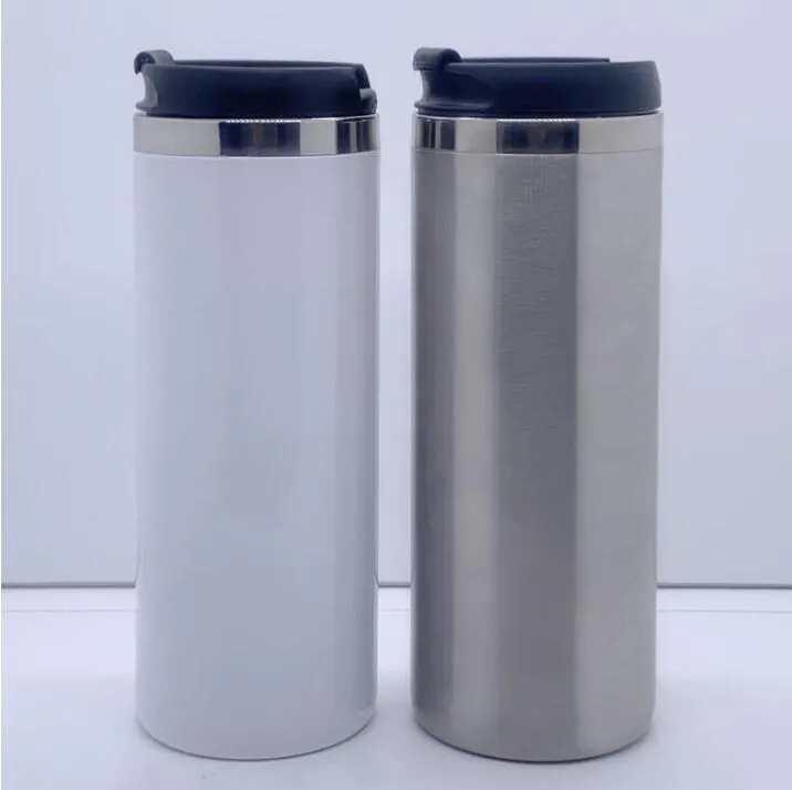 Sublimação em branco Tumblers Tumblers Aço Inoxidável Garrafa de Água Dupla Camadas Calor Tansfer Canecas com Tampa Cerveja Canecas Mar Transporte Mar LSK1616