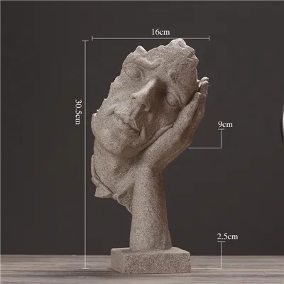 statue de penseur, art abstrait moderne, sculpture de visage, figurines