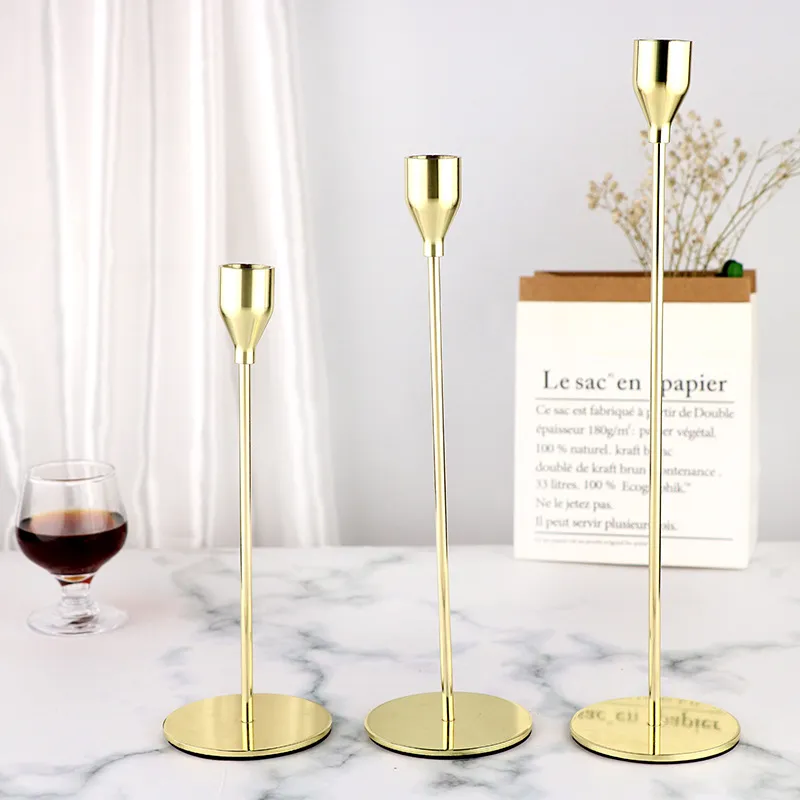 3Pcs/Set Chinese Style Metal Candle Holders Simple Golden Wedding Decoration Bar Party Living Room Decor Home Decor Candlestick 20211230 Q2