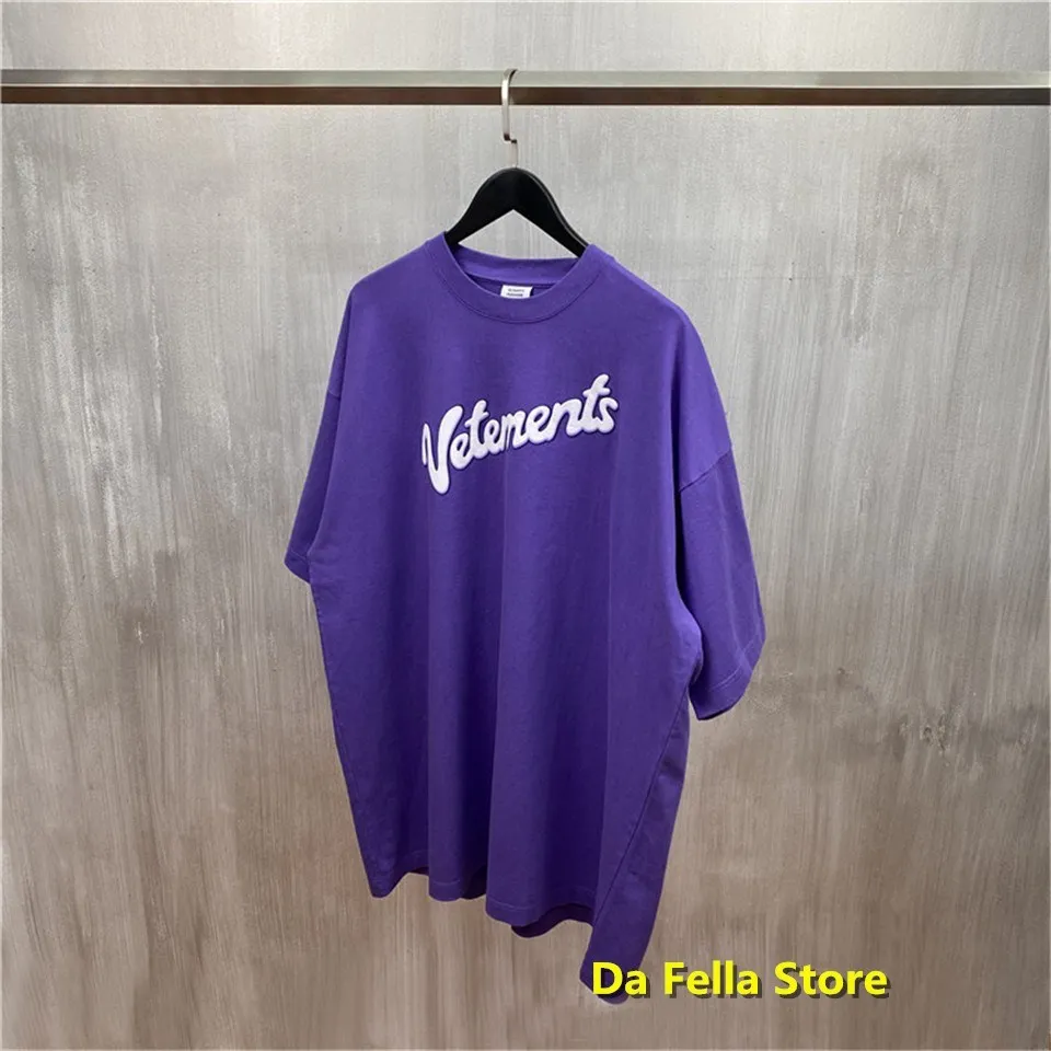 2020 VETEMENTS camiseta púrpura blanca letra impresa Vetements camiseta verano hombres mujeres Oversize VTM camisetas Hip Hop algodón Tops X1214