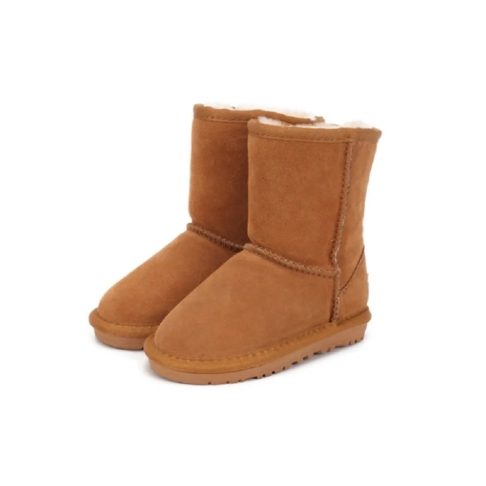 Botas de nieve cálidas para niños, botines de cuero genuino, botas impermeables de invierno para bebés, zapatos para niños y niñas