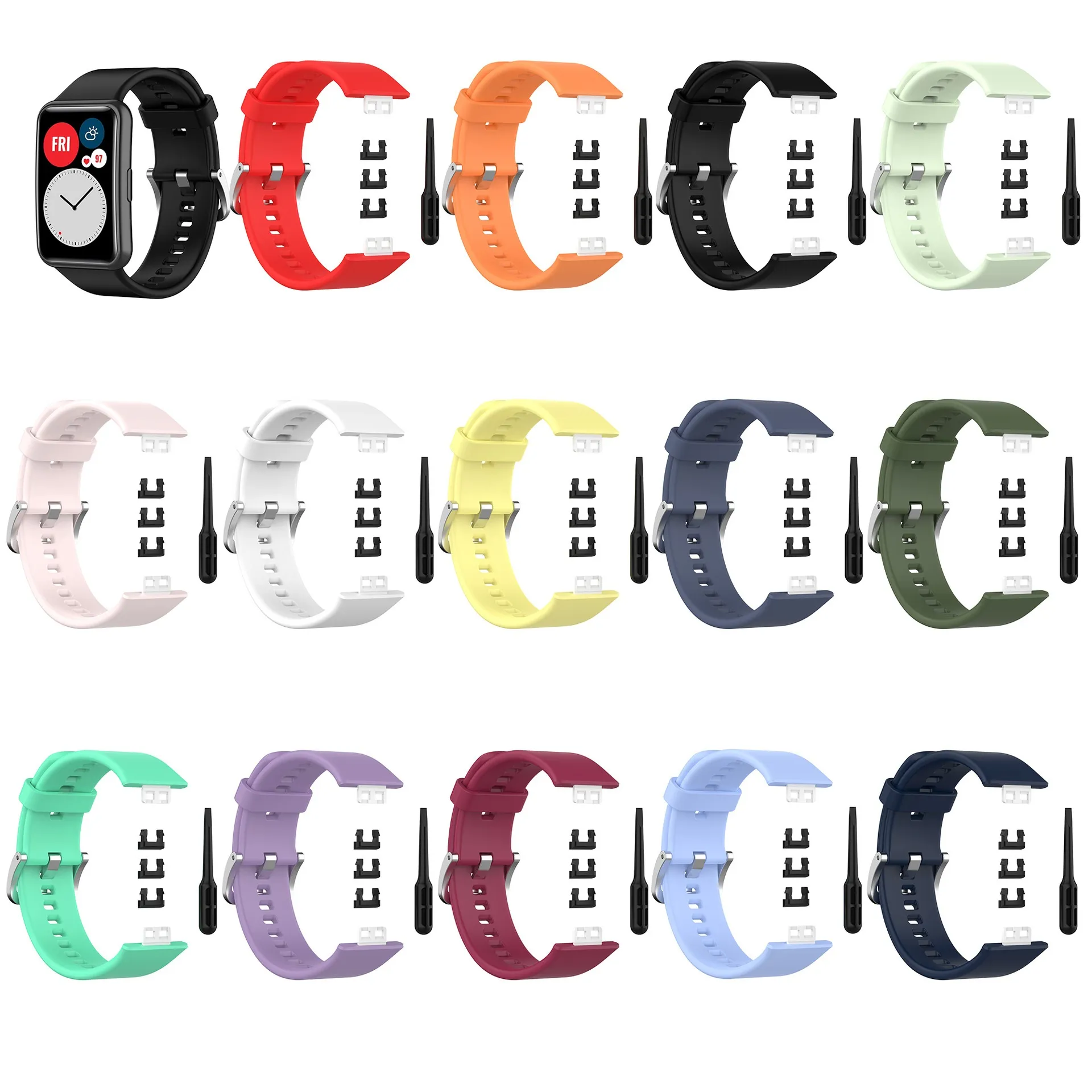 Bracelet de remplacement en Silicone pour montre Huawei, 10 pièces/lot, adapté au bracelet TIA-B09 TIA-B19 avec outils de réparation