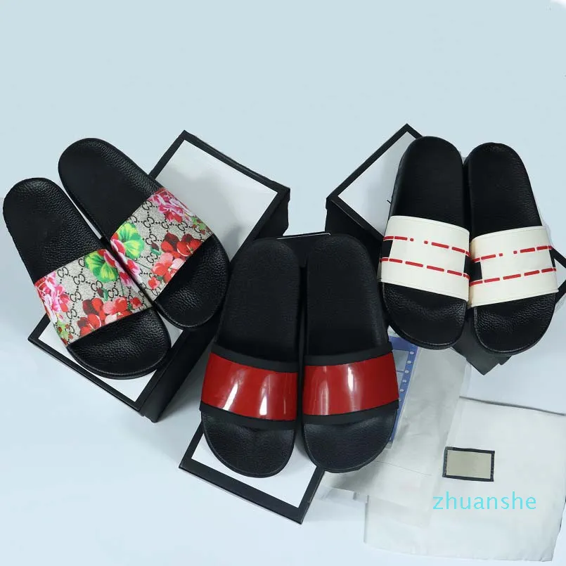 Мода-классические сандалии дизайнерские тапочки слайды цветочные дрокадные редукторы днища шлепанцы мужчины женщины полосатый пляж причинно-следственный