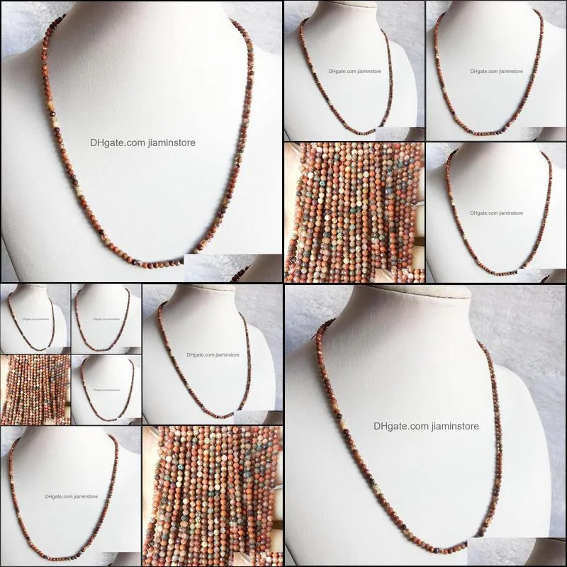 Chains 3MM Faceted Red Blood Brecciated Jasper Necklace Shiny Natural Stone Chain Chocker Beaded Mother Daughter