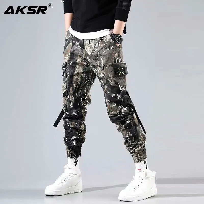 AKSR mannen militaire joggers Streetwear Broek Hip Hop Joggingbroek Joggers Broek Tactische Heren Broek Cargo Harembroek Mannen 201106