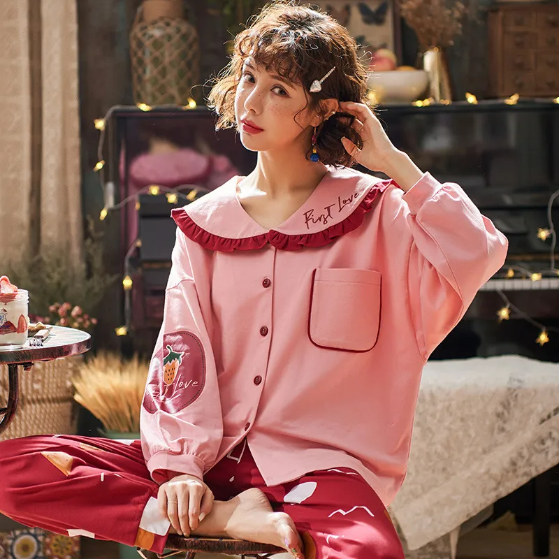 Cute Cotton Babydoll Pajama Set Long Sleeve Ackermans Sleepwear