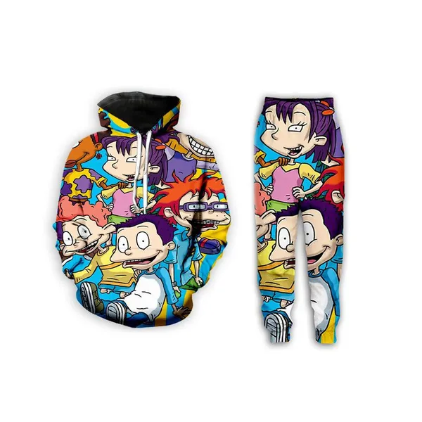 Paris Komik 3D Yeni Erkek / Bayan Karikatür Rugrats Günlük Moda Kapüşonlular / Sweatpants Hip Hop Eşofmanlar Z02 yazdır