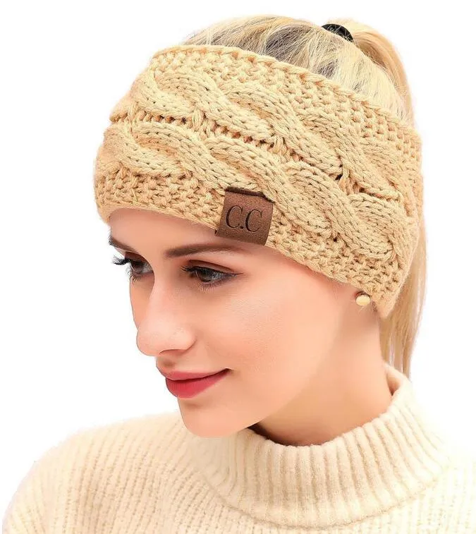 CC Sweat Haarband Buntes gestricktes Häkel-Twist-Stirnband Winter-Ohrwärmer Elastisches Haarband Breites Haar-Accessoire