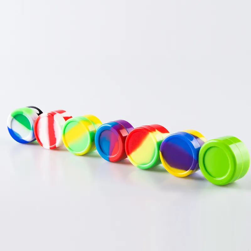 SI006 Smoking Pipe Accessories Container 5ml Colorful Silicon Jar Wax Dry Herb Glass Pipes Bong Silicone Jars